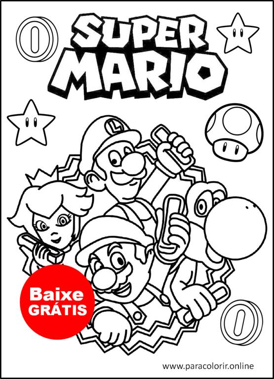 desenho para colorir turma do mario bros